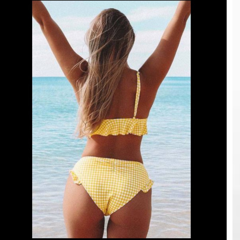 Yellow & White gingham style bikini